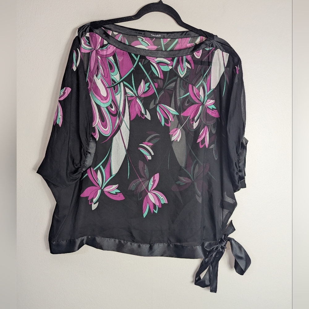 XL NWT Tahari Bethan‎ Silk Semi Sheer Blouse